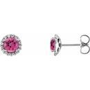 Pink Tourmaline Earrings in 14 Karat White Gold Pink Tourmaline & 1/6 Carat Diamond Earrings