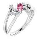 Pink Tourmaline Ring in 14 Karat White Gold Pink Tourmaline & 1/8 Carat Diamond Bypass Ring