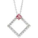 Pink Tourmaline Necklace in 14 Karat White Gold Pink Tourmaline & 3/8 Carat Diamond 16-18