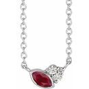 Genuine Ruby Necklace in 14 Karat White Gold Ruby & .03 Carat Diamond 16