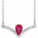 Genuine Ruby Necklace in 14 Karat White Gold Ruby & .06 Carat Diamond 18