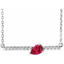 Genuine Ruby Necklace in 14 Karat White Gold Ruby & 1/10 Carat Diamond 16