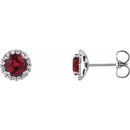Genuine Ruby Earrings in 14 Karat White Gold Ruby & 1/6 Carat Diamond Earrings