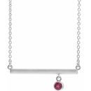 Genuine Ruby Necklace in 14 Karat White Gold Ruby Bezel-Set 16