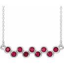 Genuine Ruby Necklace in 14 Karat White Gold Ruby Bezel-Set Bar 16-18