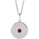 Genuine Ruby Necklace in 14 Karat White Gold Ruby Disc 16-18