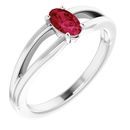 Natural Ruby Ring in 14 Karat White Gold Ruby Solitaire Youth Ring