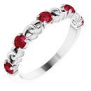 Natural Ruby Ring in 14 Karat White Gold Ruby Stackable Link Ring