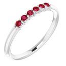 Genuine Ruby Ring in 14 Karat White Gold Ruby Stackable Ring