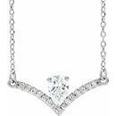 Genuine Sapphire Necklace in 14 Karat White Gold Sapphire & .06 Carat Diamond 16