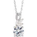 Genuine Sapphire Necklace in 14 Karat White Gold Sapphire & 1/10 Carat Diamond 16-18