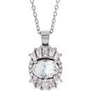 Genuine Sapphire Necklace in 14 Karat White Gold Sapphire & 1/3 Carat Diamond 16-18