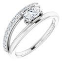 14 Karat White Gold Sapphire & .125 Carat Weight Diamond Ring