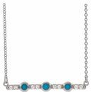 Genuine Turquoise Necklace in 14 Karat White Gold Turquoise & 1/8 Carat Diamond Bar 16