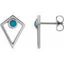 Genuine Turquoise Earrings in 14 Karat White Gold Turquoise Cabochon Pyramid Earrings