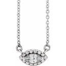 Genuine Sapphire Necklace in 14 Karat White Gold White Sapphire & .05 Carat Diamond Halo-Style 18