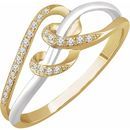White Diamond Ring in 14 Karat White & Yellow Gold 1/10 Carat Diamond Negative Space Ring