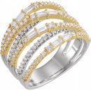 Diamond Ring in 14 Karat & Yellow Gold 1 Carat Diamond Negative Space Ring