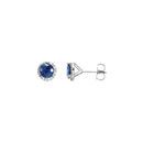 Genuine 14K X1 White Blue Sapphire & 0.17 Carat Diamond Earrings
