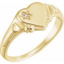 White Diamond Ring in 14 Karat Yellow Gold .005 Carat Diamond Heart Ring
