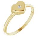 White Diamond Ring in 14 Karat Yellow Gold .01 Carat Diamond Solitaire Heart Youth Ring