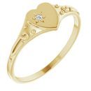 White Diamond Ring in 14 Karat Yellow Gold .01 Diamond Heart Ring Size 5