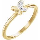 White Diamond Ring in 14 Karat Yellow Gold .02 Carat Diamond Butterfly Youth Ring
