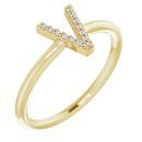 White Diamond Ring in 14 Karat Yellow Gold .04 Carat Diamond Initial V Ring