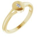 White Diamond Ring in 14 Karat Yellow Gold .05 Carat Diamond Signet Ring