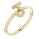 White Diamond Ring in 14 Karat Yellow Gold .05 Carat Diamond Initial J Ring