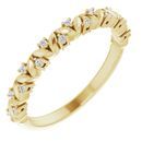 White Diamond Ring in 14 Karat Yellow Gold .07 Carat Diamond Leaf Stackable Ring