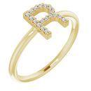 White Diamond Ring in 14 Karat Yellow Gold .08 Carat Diamond Initial R Ring