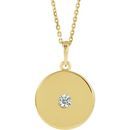 Genuine Diamond Necklace in 14 Karat Yellow Gold 1/10 Carat Diamond Disc Necklace