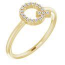 White Diamond Ring in 14 Karat Yellow Gold 1/10 Carat Diamond Initial Q Ring