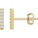 White Lab-Grown Diamond Earrings in 14 Karat Yellow Gold 1/10 Carat Lab-Grown Diamond Bar Earrings