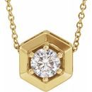 White Diamond Necklace in 14 Karat Yellow Gold 1/2 Carat Diamond Geometric 16-18