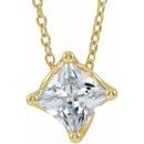 White Diamond Necklace in 14 Karat Yellow Gold 1/2 Carat Diamond Solitaire 16-18