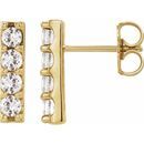 White Diamond Earrings in 14 Karat Yellow Gold 1/2 Carat Diamond Bar Earrings