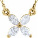 White Diamond Necklace in 14 Karat Yellow Gold 1/2 Carat Diamond Floral-Inspired 18