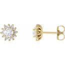 White Diamond Earrings in 14 Karat Yellow Gold 1/2 Carat Diamond Halo-Style Earrings