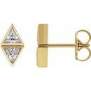 White Diamond Earrings in 14 Karat Yellow Gold 1/2 Carat DiamondTwo-Stone Bezel-Set Earrings