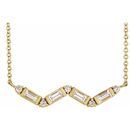 White Diamond Necklace in 14 Karat Yellow Gold 1/3 Carat Diamond Bar 16