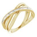 White Diamond Ring in 14 Karat Yellow Gold 1/3 Carat Diamond Criss-Cross Ring