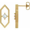 White Diamond Earrings in 14 Karat Yellow Gold 1/3 Carat Diamond Geometric Earrings