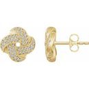 White Diamond Earrings in 14 Karat Yellow Gold 1/3 Carat Diamond Knot Earrings