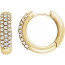 White Diamond Earrings in 14 Karat Yellow Gold 1/3 Carat Diamond Pave Hoop Earrings