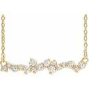 Genuine Diamond Necklace in 14 Karat Yellow Gold 1/3 Carat Diamond Scattered Bar 18