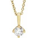 White Diamond Necklace in 14 Karat Yellow Gold 1/4 Carat Diamond Solitaire 16-18