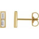 White Diamond Earrings in 14 Karat Yellow Gold 1/4 Carat Diamond Bar Earrings