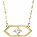 White Diamond Necklace in 14 Karat Yellow Gold 1/4 Carat Diamond Geometric 18